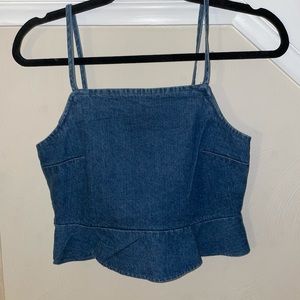 American eagle denim peplum crop top